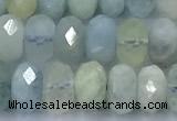 CAQ954 15 inches 6*8mm faceted rondelle aquamarine beads