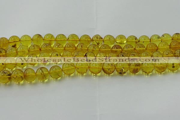 CAR524 15.5 inches 9mm - 10mm round natural amber beads wholesale