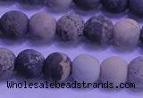 CAR62 15.5 inches 8mm round matte yellow artistic jasper beads