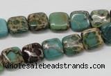 CAT5018 15.5 inches 10*10mm square natural aqua terra jasper beads