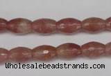 CBQ270 15.5 inches 8*12mm faceted rice strawberry quartz beads