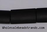 CBS16 15.5 inches 18*30mm rectangle black stone beads wholesale