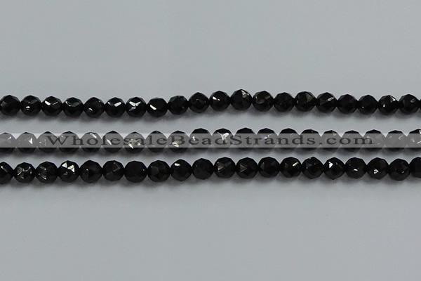 CBS525 15.5 inches 6mm faceted round natural black spinel beads