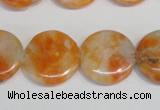 CCA64 15.5 inches 20mm flat round orange calcite gemstone beads
