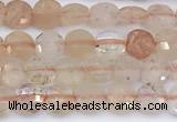 CCB1140 15 inches 4mm faceted coin strawberry quartz beads