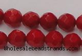 CCB122 15.5 inches 6mm faceted round red coral beads wholesale