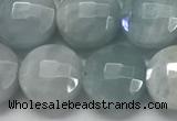 CCB680 15.5 inches 10mm faceted coin aquamarine gemstone beads