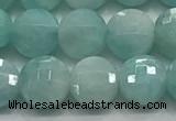 CCB701 15.5 inches 6mm faceted coin amazonite gemstone beads