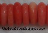 CCB81 15.5 inches 5*13mm roundel pale red coral beads Wholesale