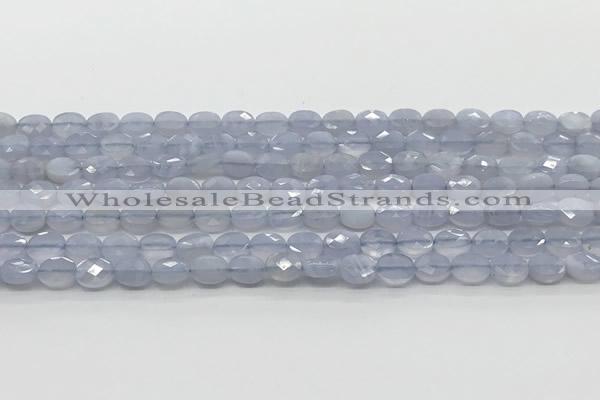 CCB921 15.5 inches 6*8mm faceted oval blue lace agate beads