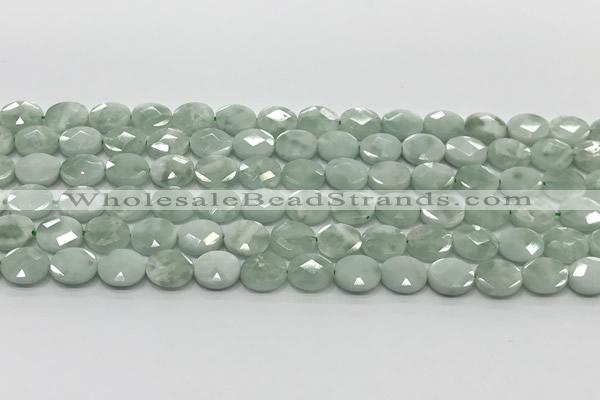 CCB934 15.5 inches 8*10mm faceted oval green angel skin beads