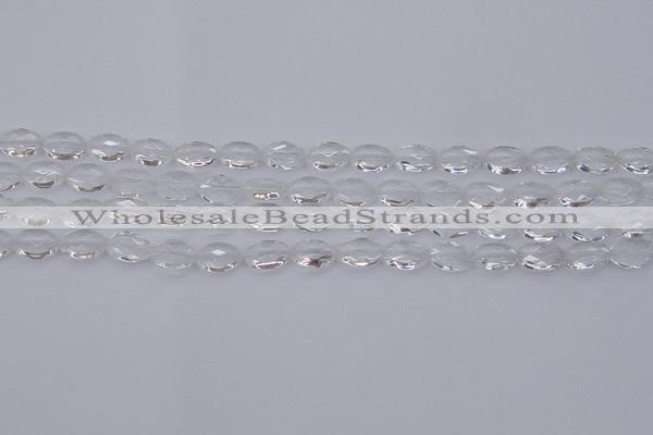 CCC512 15.5 inches 8*12mm faceted oval natural white crystal beads