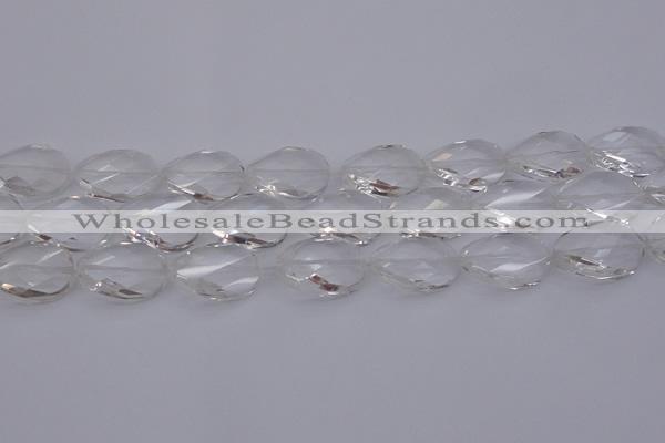 CCC521 15.5 inches 18*25mm twisted & faceted oval white crystal beads