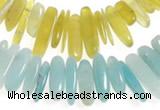 CCH22 16 inches Korea jade & amazonite chips gemstone beads