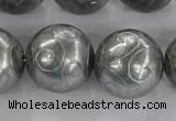 CCJ355 15.5 inches 25mm carved round plated China jade beads