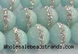 CCN4613 15.5 inches 12mm round candy jade with rhinestone beads