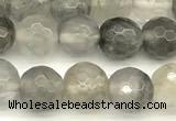 CCQ600 15 inches 6mm faceted round cloudy quartz beads
