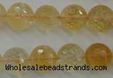 CCR159 15.5 inches 14mm faceted round natural citrine beads