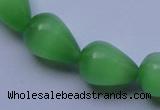 CCT19 14 inches 10*14mm teardrop green cats eye beads wholesale