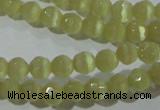 CCT314 15 inches 4mm faceted round cats eye beads wholesale
