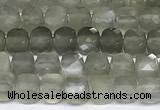 CCU1017 15 inches 4mm faceted cube grey moonstone beads