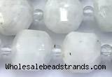 CCU1285 15 inches 9mm - 10mm faceted cube white moonstone beads