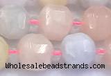 CCU1287 15 inches 9mm - 10mm faceted cube morganite beads