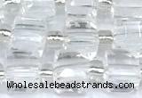 CCU1310 15 inches 7mm - 8mm faceted cube white crystal beads