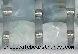 CCU780 15 inches 10*10mm faceted cube aquamarine beads