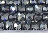 CCU850 15 inches 4mm faceted cube terahertz beads