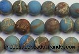 CDE1030 15.5 inches 4mm round matte sea sediment jasper beads