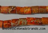 CDI737 15.5 inches 8*8mm tube dyed imperial jasper beads