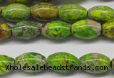 CDT147 15.5 inches 10*15mm rice dyed aqua terra jasper beads