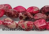 CDT26 15.5 inches 10*20mm nuggets dyed aqua terra jasper beads