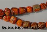 CDT732 15.5 inches 6*7mm – 8*9mm nuggets dyed aqua terra jasper beads