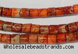 CDT735 15.5 inches 6*6mm tube dyed aqua terra jasper beads