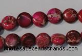 CDT785 15.5 inches 10mm flat round dyed aqua terra jasper beads