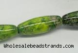 CDT89 15.5 inches 12*30mm rice dyed aqua terra jasper beads