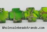 CDT97 15.5 inches 18*18mm cross dyed aqua terra jasper beads