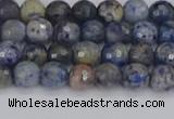 CDU308 15.5 inches 4mm faceted round blue dumortierite beads