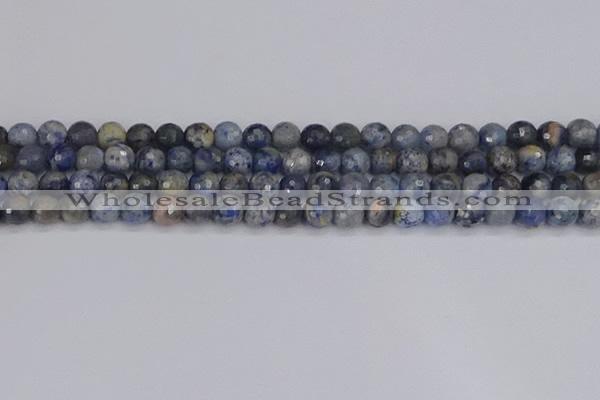 CDU309 15.5 inches 6mm faceted round blue dumortierite beads