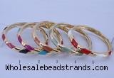 CEB28 5pcs 7mm width gold plated alloy with enamel bangles