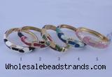 CEB43 5pcs 17mm width gold plated alloy with enamel rhinestone & bangles