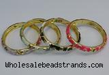 CEB51 7mm width gold plated alloy with enamel bangles wholesale