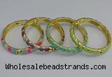 CEB54 7mm width gold plated alloy with enamel bangles wholesale