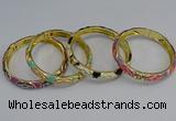 CEB55 7mm width gold plated alloy with enamel bangles wholesale