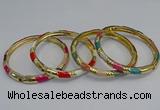 CEB73 6mm width gold plated alloy with enamel bangles wholesale