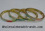 CEB88 7mm width gold plated alloy with enamel bangles wholesale