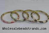 CEB96 6mm width gold plated alloy with enamel bangles wholesale
