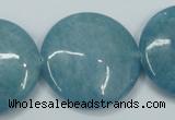 CEQ99 15.5 inches 30mm flat round blue sponge quartz beads